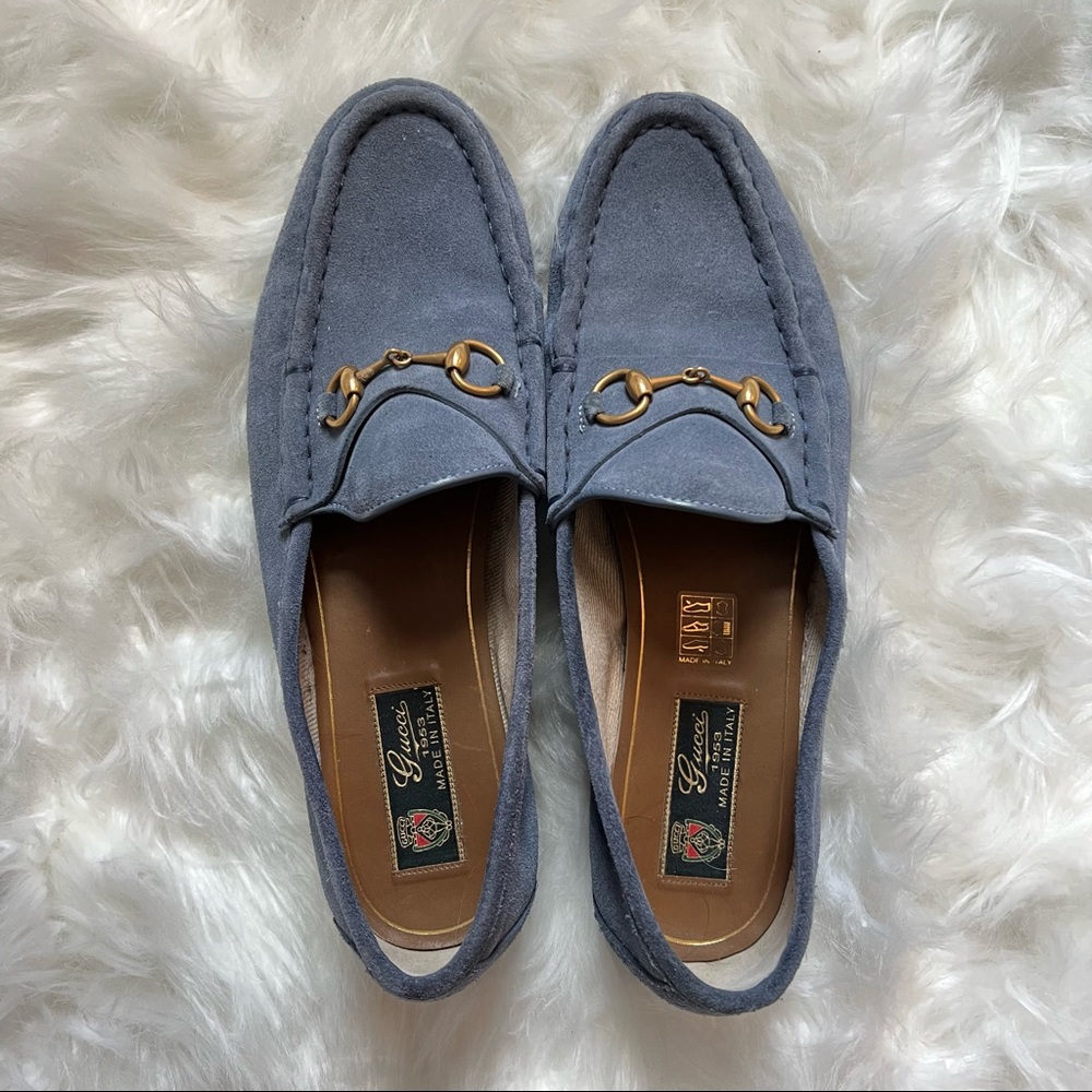 Vintage Blue Suede Gucci Loafers